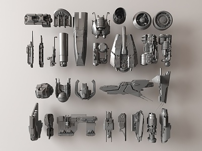 Modern mechanical parts and equipment model