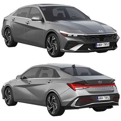 Modern Hyundai Sedan Exterior Design With Sleek Front Rear Lights And Body Lines 3d model