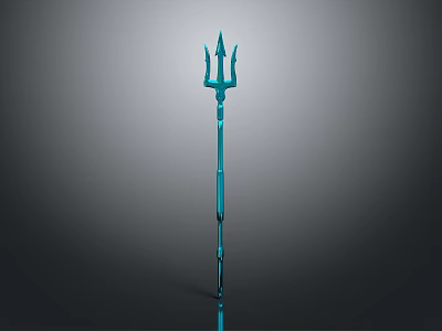 Iconic Game And Movie Character With Shiny Blue Metal Trident Weapon 3d model