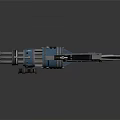 Futuristic Blue Mechanical Gun With Multiple Barrels And Tech Inspired Design 3d model