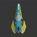 Modern Colorful Aerospace Spacecraft Design With Blue Yellow Gray Structure And Advanced Components