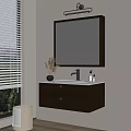 Modern Wall Mounted Bathroom Vanity With Mirror Sink Faucet And Decor