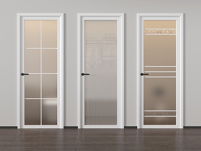 Glass door swing door kitchen and bathroom door handle door 3d model