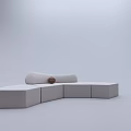 Modern Gray Modular Sectional Sofa With Upholstered Seats And Round Decorative Cushion 3d model