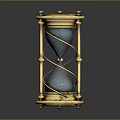 Ornate Hourglass With Gold Frame And Silver Glass Showing Reflection On Black Surface