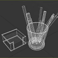 Colorful Colored Pens Stored in Black Pen Holder with Square Box