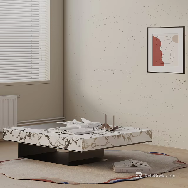 Modern Living Room Sofa And Coffee Table Set With Marble Top Minimalist Design Decor 3d model 