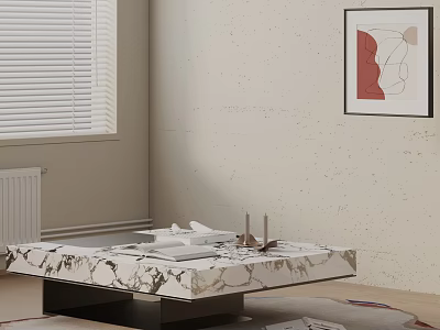 Modern Living Room Sofa And Coffee Table Set With Marble Top Minimalist Design Decor 3d model