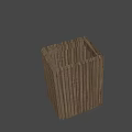 Wooden Square Storage Container With Vertical Striped Design For Daily Home Use