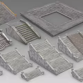 Concrete Road Infrastructure Components Including Steps Ramps And Various Designs 3d model