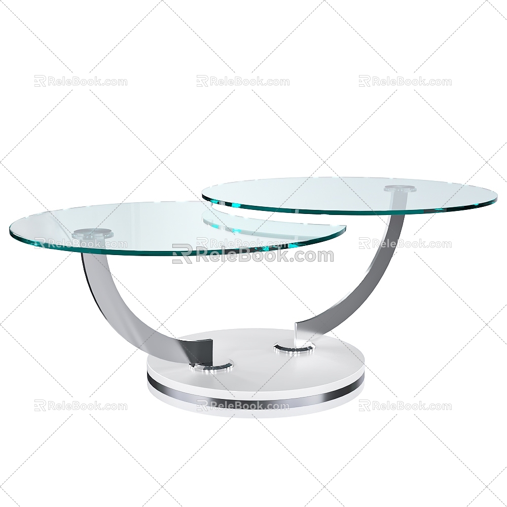 Modern rotatable glass coffee table 3d model