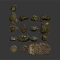 Collection of Natural Stone Materials with Various Shapes and Colors