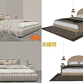 Double Bed Interior Design With Upholstered Headboard Nightstand Area Rug And Decorative Pillows
