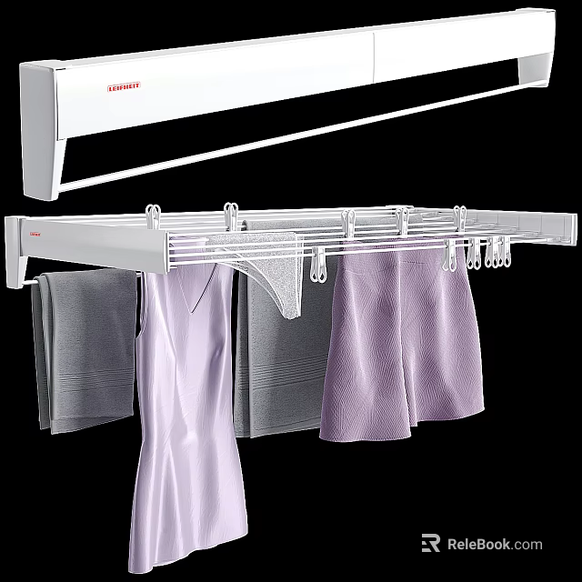 Modern Bathroom Storage Rack With Hanging Towels And Clothes Hooks 3d model