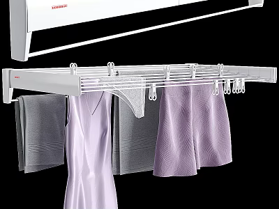 Modern Bathroom Storage Rack With Hanging Towels And Clothes Hooks 3d model