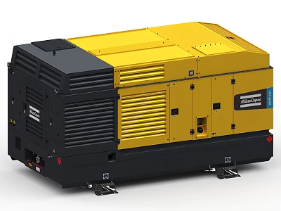 Yellow Black Atlas Copco Industrial Generator Heavy Duty Mobile Power Equipment 3d model