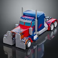 Electric Toy Truck With Blue And Red Flame Decals Stylish Cab And Shiny Finish