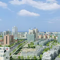 Aerial View Urban Planning With High Rise Buildings Roads And Green Spaces