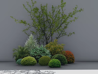 Diverse Garden Shrubs With Various Colors And Shapes In Landscape Arrangement 3d model