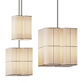 Modern Fabric Shade Chandelier With Rectangular Lampshades And Layered Hanging Design Structure 3d model