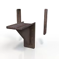 Rustic Metal Bracket With Shelf Plate And Vertical Support Bars 3d model