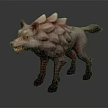 Fantasy Wolf Creature With Spiked Petal Like Skin And Glowing Red Eyes