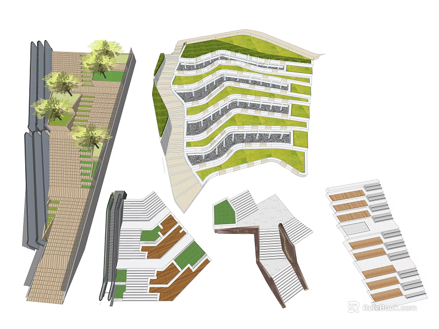 Modern Staircase Designs Featuring Interlocking Structures And Multi level Styles 3d model