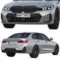 Silver BMW Sedan Modern Exterior Design Showcasing Front And Rear Views