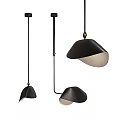 Modern Black Pendant Lights With Sleek Dome Shape And Hanging Structure For Interior 3d model