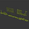 Miniature Model Scene Components With Metal Railings And Fence Structures