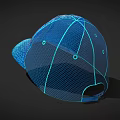 Blue Sequined Mesh Hat With Modern Design And Reflective Patterns 3d model