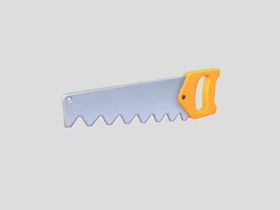 Hand Saw Weapon With Ergonomic Orange Handle And Sharp Silver Serrated Blade 3d model