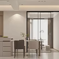Modern Minimalist Living Dining Room Interior With Chandelier TV Wall Sofa And Coffee Table