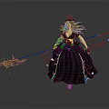 Hooded Fantasy Witch Character With Gray Hair Black Robe And Staff With Mythical Creature Motifs