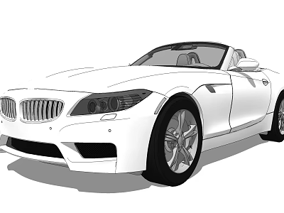 White Convertible Sports Car With Sleek Modern Body And Open Top Design 3d model