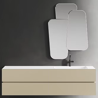 Wash basin cabinet mirror bathroom combination 3d model