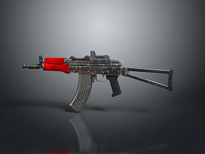 Tactical Assault Rifle With Red Accent Metal Body Magazine Barrel And Stock Design 3d model