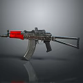 Tactical Assault Rifle With Red Accent Metal Body Magazine Barrel And Stock Design