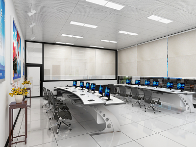 modern monitoring room 3d model