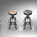 Industrial Style Bar Stools With Metal Frames And Round Wooden Seats