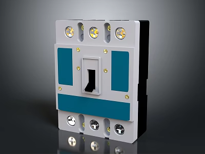 Blue And White Computer Component Panel With Multiple Circular Ports And Square Slot 3d model