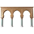 Sculpted Archway With Intricate Carvings Green Columns And White Bases