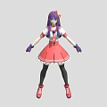 Anime Character Creature With Purple Hair Sailor Uniform Red Skirt And Black Stockings