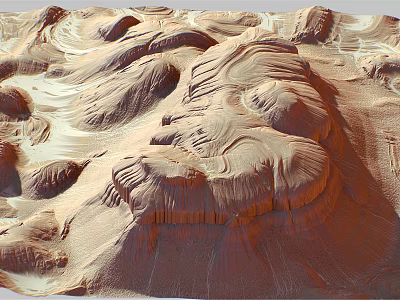 Scenic Desert Landscape With Wavy Sand Dunes Eroded Rock Formations And Natural Textures 3d model