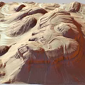 Scenic Desert Landscape With Wavy Sand Dunes Eroded Rock Formations And Natural Textures