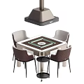 Modern Square Mahjong Table Set With Four Chairs And Pendant Light