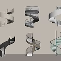 Modern Spiral Staircases With Various Designs And Glass Railings In White Black Gray