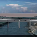 Municipal Road Bridge Over River Surrounded by High Rise Buildings and Green Trees