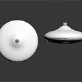 Two White Circular Spacecraft Components With Yellow Core And Textured Surface