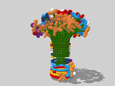 Colorful Decorative Ornament Set With Cross Shaped Elements And Ring Bases In Multi Colors 3d model